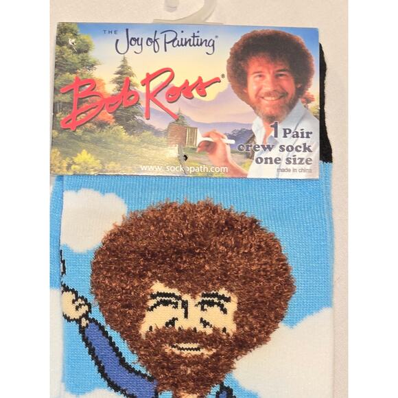Bob Ross The Joy of Painting Novelty Crew Socks One Size Fun Artist - Picture 3 of 4
